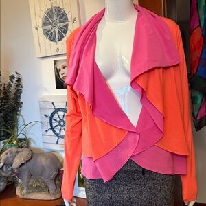 Nygard size M Vibrant Pink and Orange Layered Cardigan